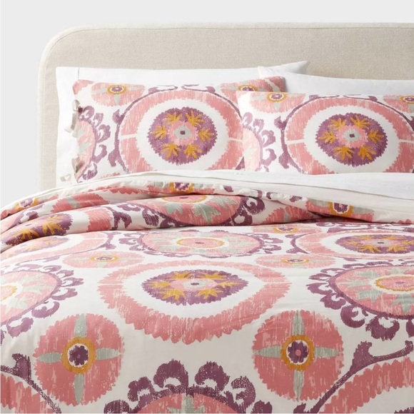 Floral Patterned Duvet Set - Pink‎ and Purple - Picture 1 of 6